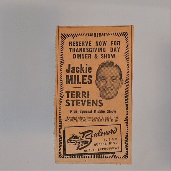 Newspaper Ad Jackie Miles Terri Stevens Thanksgiving Dinner Show - Picture 1 of 3
